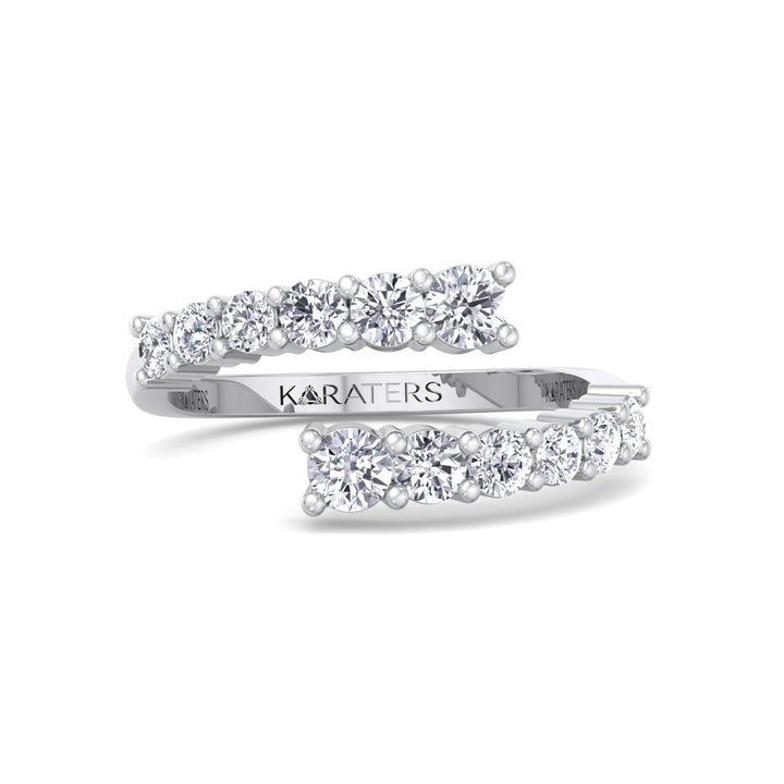 Graduated Round Cut Lab Diamond Wrap Ring, White Gold