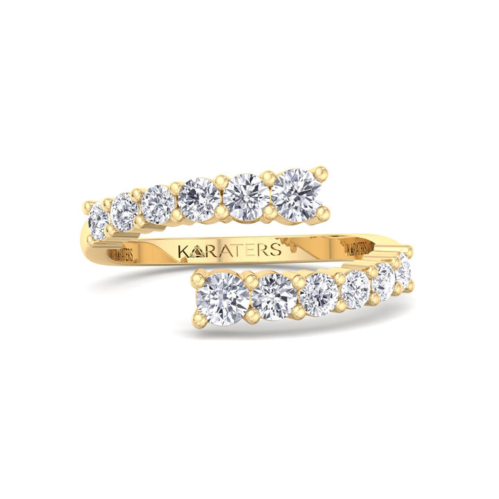 Graduated Round Cut Lab Diamond Wrap Ring, Yellow Gold