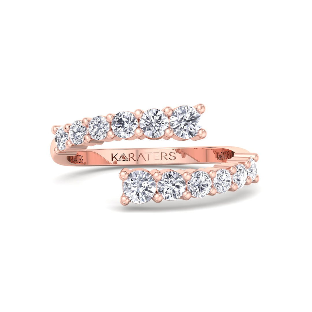 Graduated Round Cut Lab-Grown Diamond Wrap Ring, Rose
