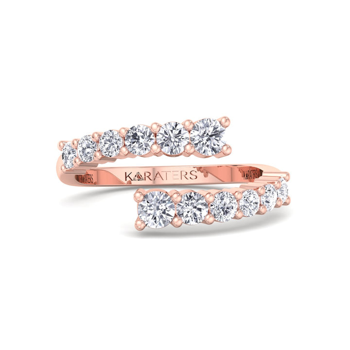 Graduated Round Cut Lab-Grown Diamond Wrap Ring, Rose