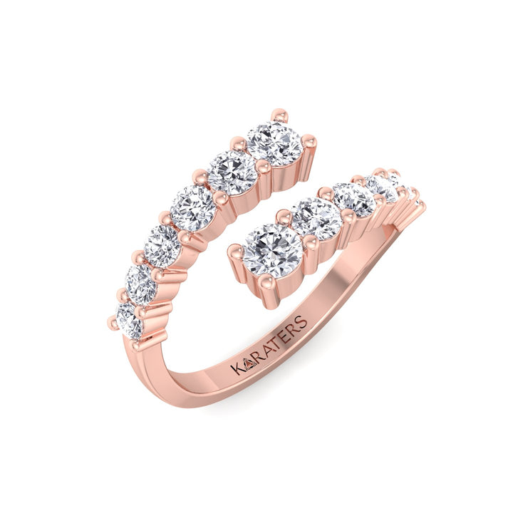 Graduated Round Lab-Grown Diamond Wrap Ring, Rose Gold
