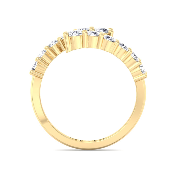 Graduated Round Lab-Grown Diamond Wrap Ring, Yellow 