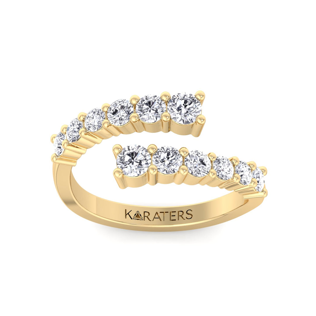 Graduated Round Lab-Grown Diamond Wrap Ring, Yellow Gold