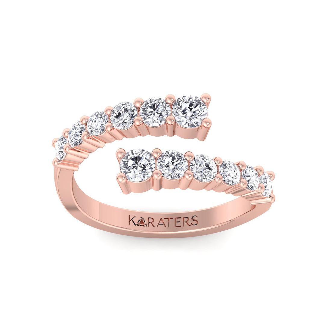 Graduated Round Shape Lab Diamond Wrap Ring, Rose Gold