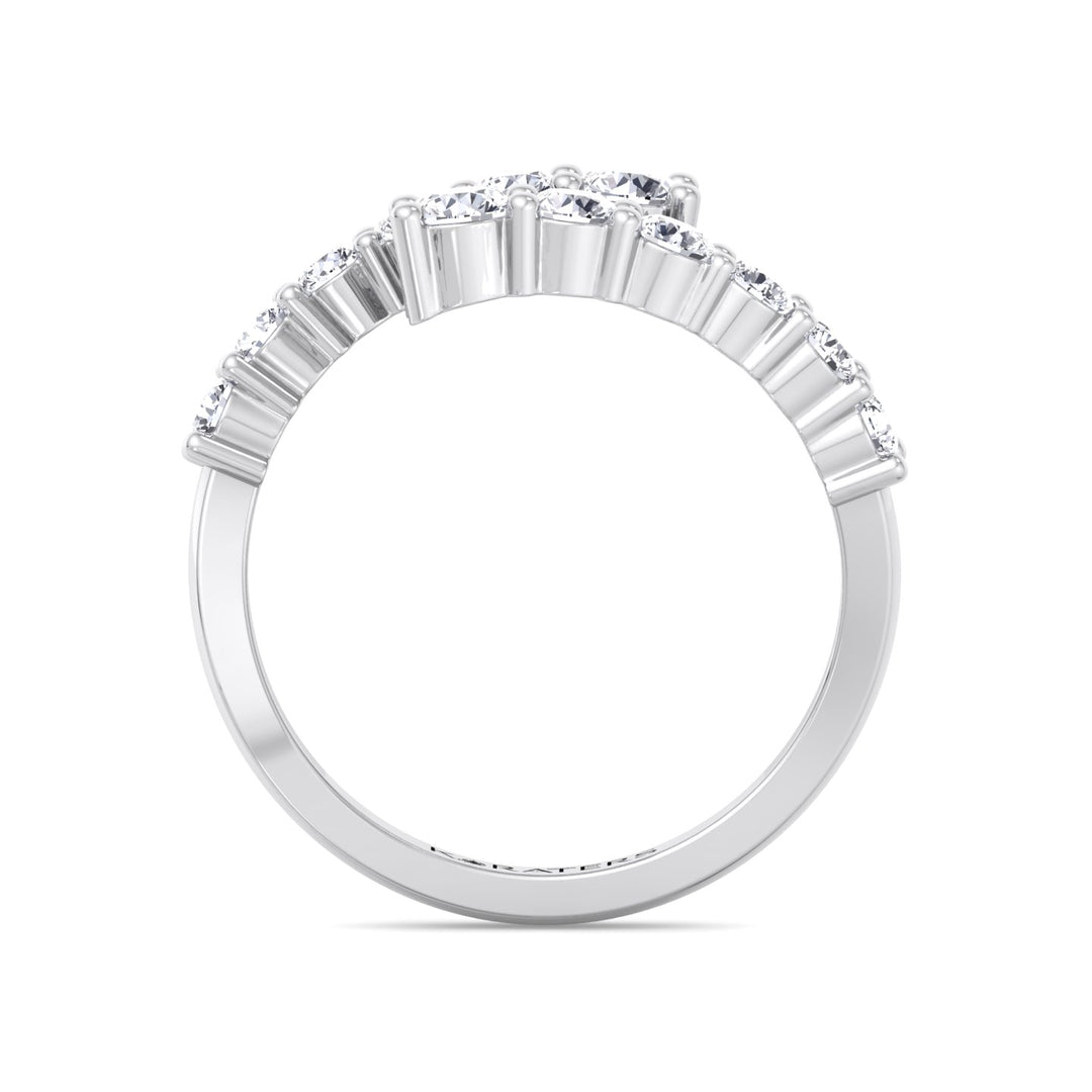 Graduated Round Shape Lab Diamond Wrap Ring, White Gold