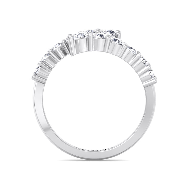 Graduated Round Shape Lab Diamond Wrap Ring, White Gold