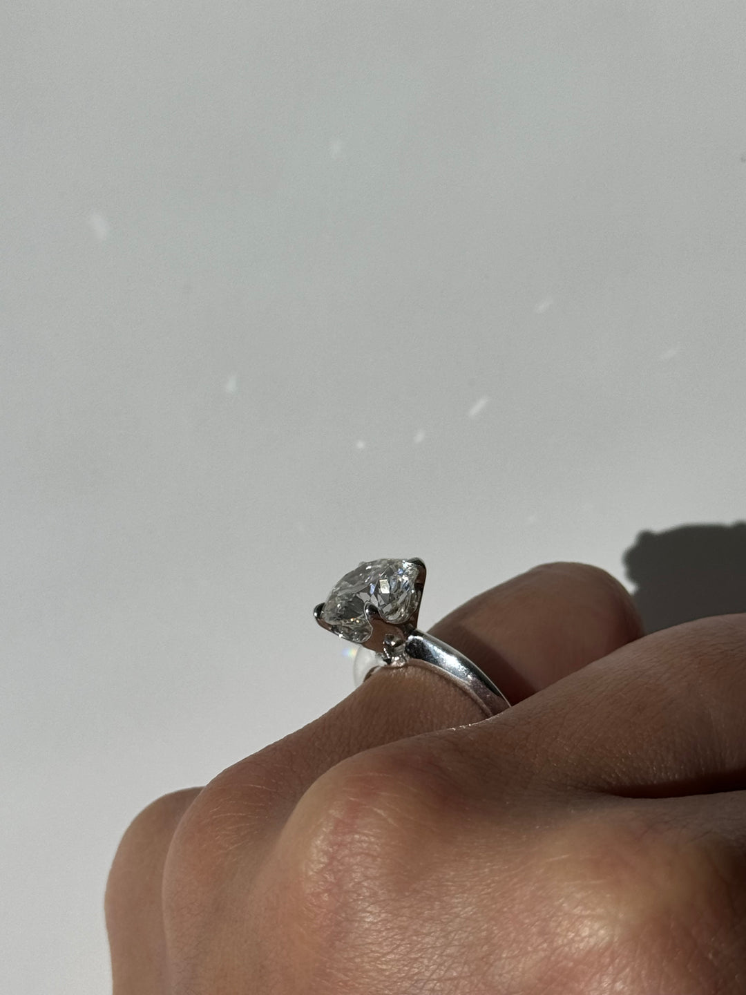 Grande - Round Brilliant Lab Diamond Engagement Ring, White Gold, Female Hand