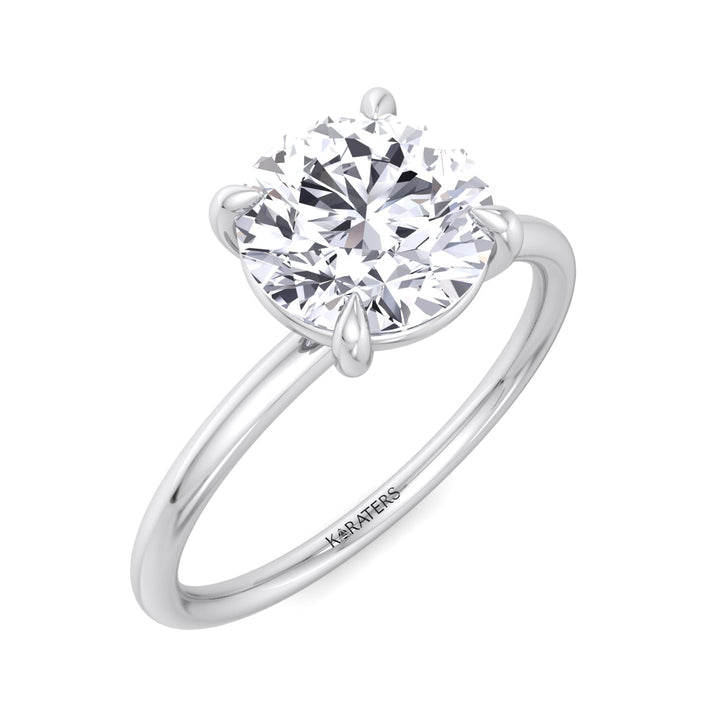 Grande - Round Brilliant Lab Diamond Engagement Ring, White Gold, Top