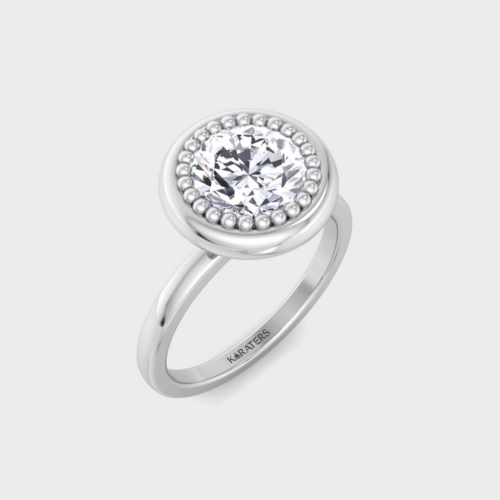 Halo Bezel Set Bubble with Round Shape Lab-Grown Diamond Engagement Ring 14K 18K Platinum