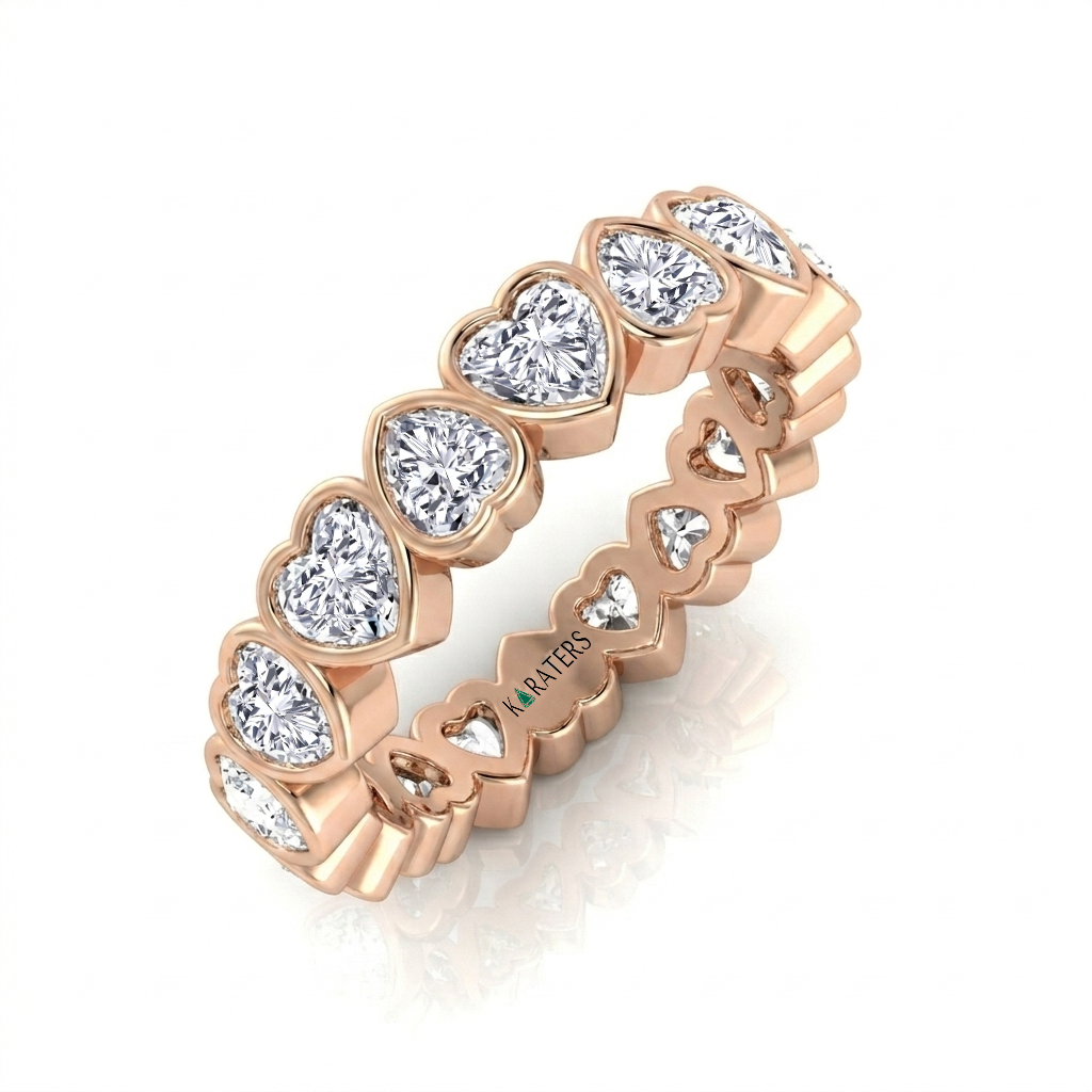 Heart Shape Bezel Set Lab Grown Diamond Eternity Band RG