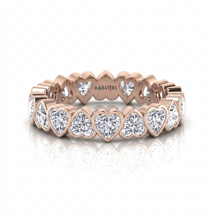 Heart Shape Bezel Set Lab Grown Diamond Eternity Band RG 2