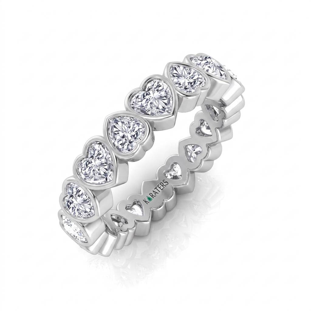 Heart Shape Bezel Set Lab Grown Diamond Eternity Band WG