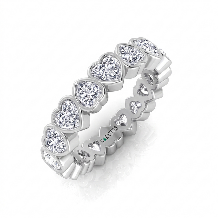 Heart Shape Bezel Set Lab Grown Diamond Eternity Band WG