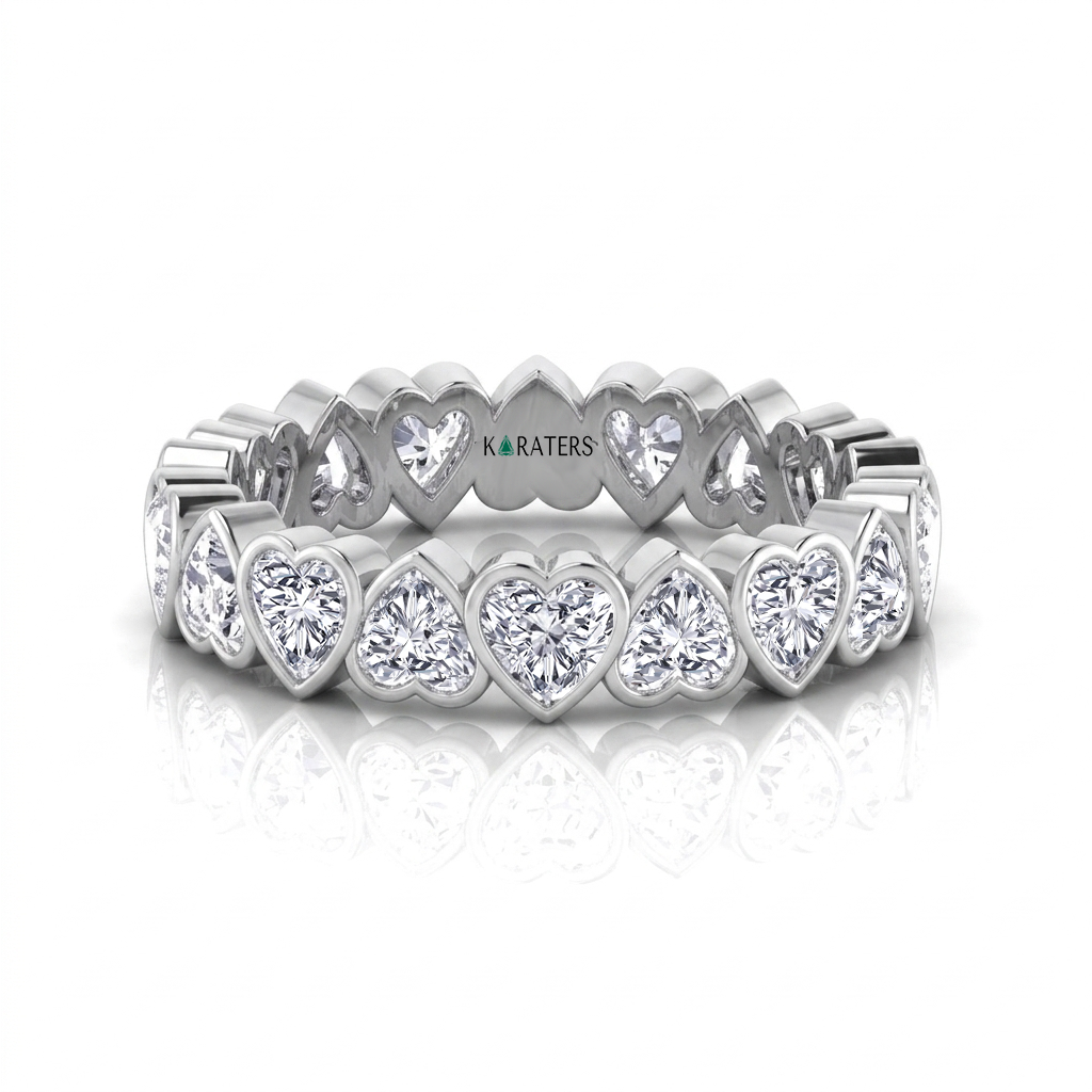 Heart Shape Bezel Set Lab Grown Diamond Eternity Band WG 2