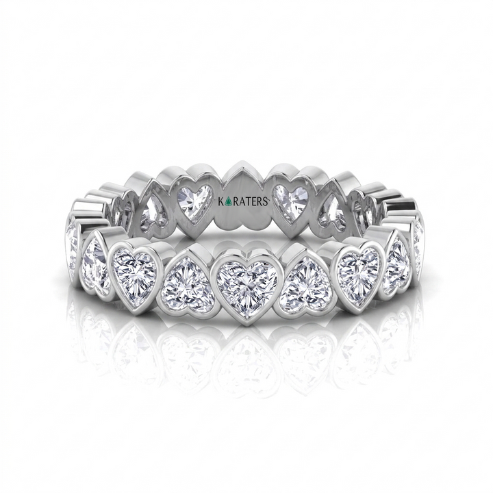 Heart Shape Bezel Set Lab Grown Diamond Eternity Band WG 2