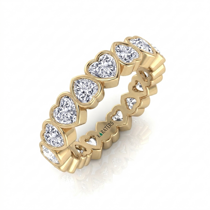 Heart Shape Bezel Set Lab Grown Diamond Eternity Band YG