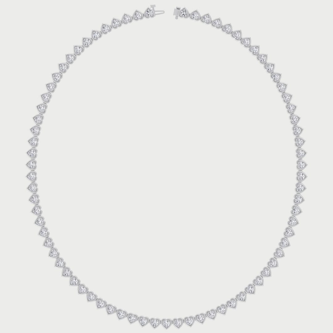 Heart Shape Bezel Set Lab Grown Diamond Tennis Necklace 