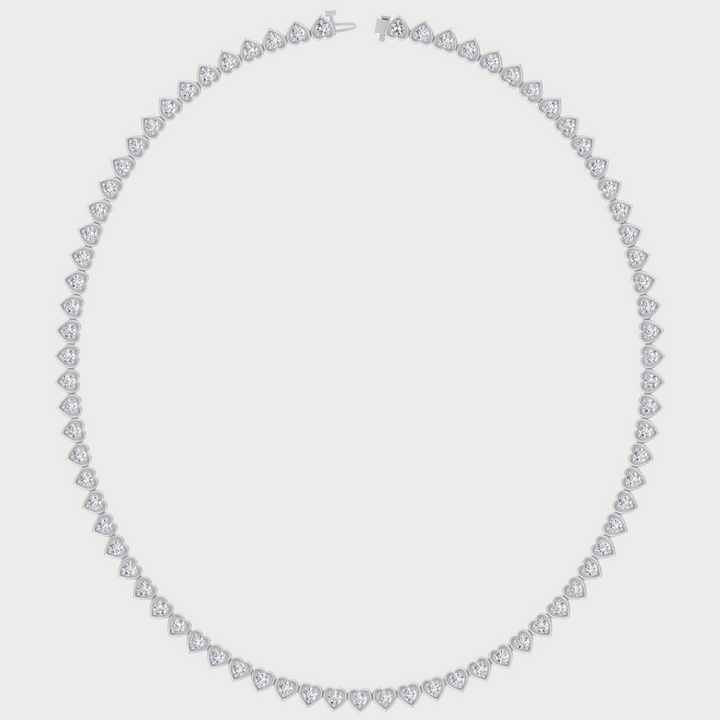 Heart Shape Bezel Set Lab Grown Diamond Tennis Necklace 