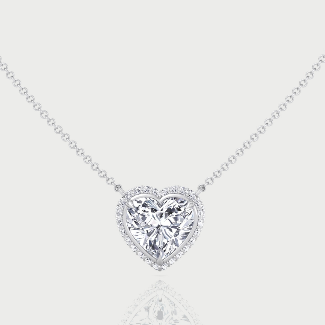 Invisible Halo Heart Shape Lab Grown Diamond Pendant