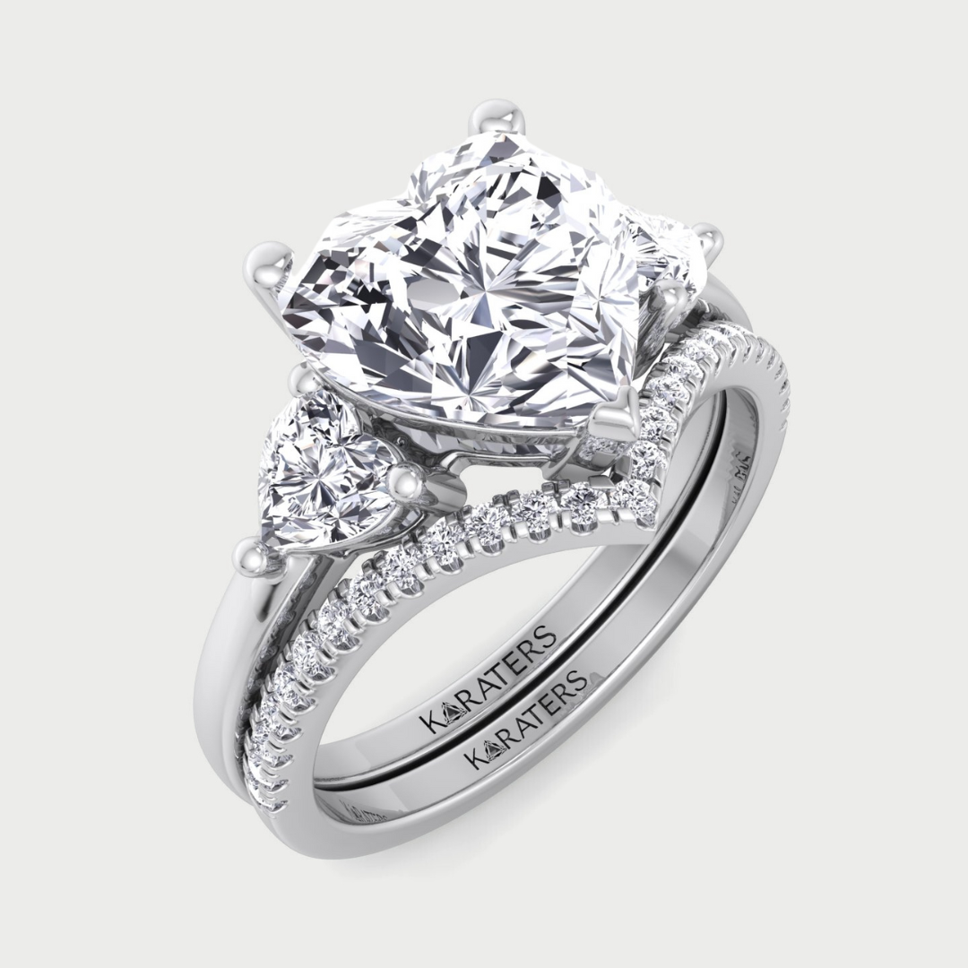 4.8CT Total Weight Heart Shape Lab Grown Diamond Wedding Set