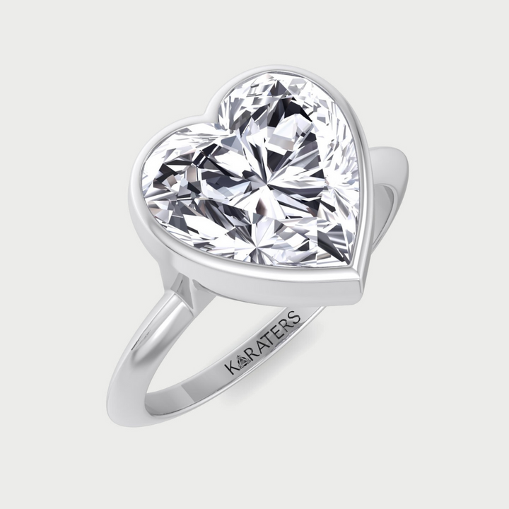 Heart Shaped Cut Bezel Set Solitaire Lab Grown Diamond Engagement Ring