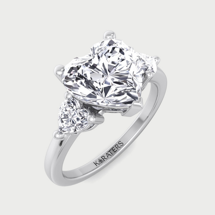 Heart Shaped Cut Halo Solitaire Lab Grown Diamond Engagement Ring