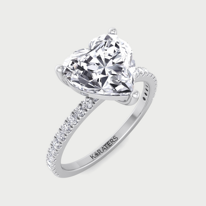 Heart Shaped Cut Lab Grown Diamond Engagement Ring with SideStones