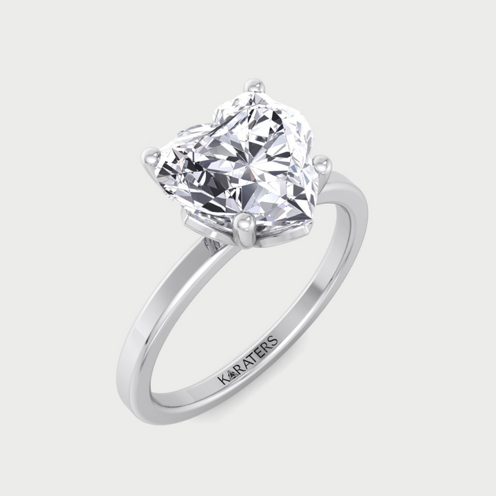 Heart Shaped Cut Solitaire Lab Grown Diamond Engagement Ring