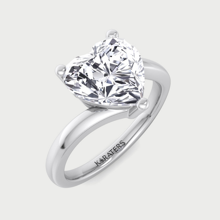 Heart Shaped Cut Solitaire Lab Grown Diamond Engagement Ring