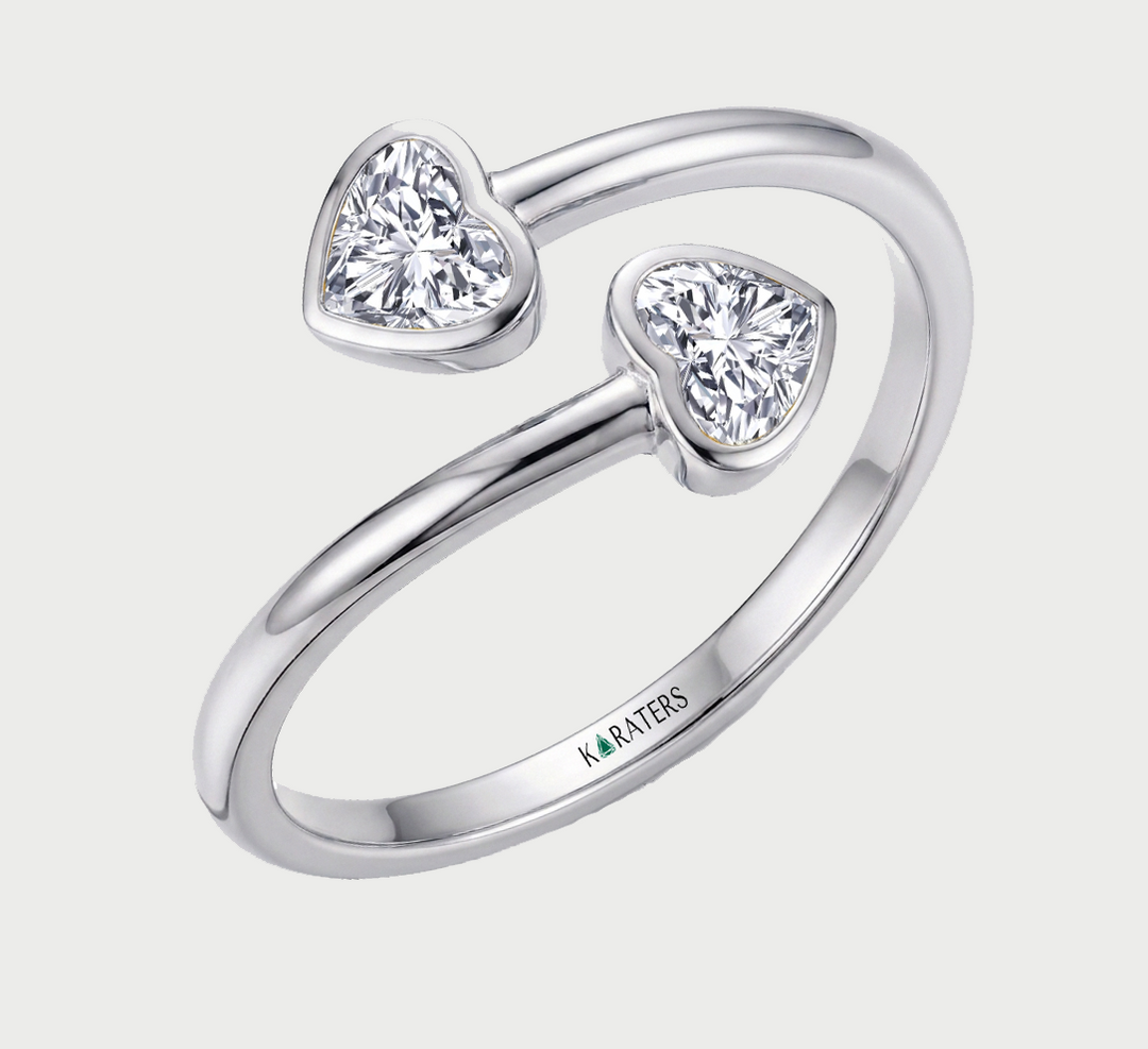 Heart Shape Lab-Grown Diamond Bezel Wrap Ring