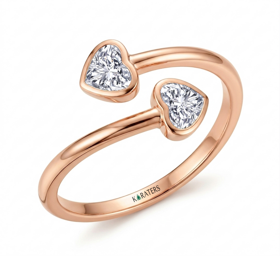 Heart Shape Lab-Grown Diamond Bezel Wrap Ring RG