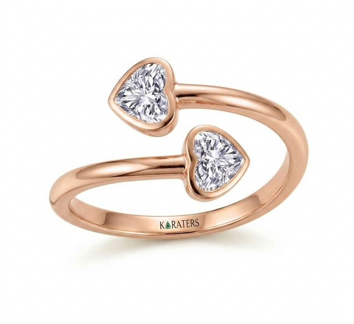 Heart Shape Lab-Grown Diamond Bezel Wrap Ring RG 2