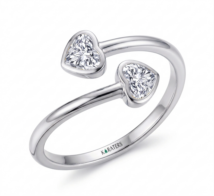 Heart Shape Lab-Grown Diamond Bezel Wrap Ring WG