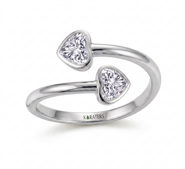 Heart Shape Lab-Grown Diamond Bezel Wrap Ring WG 2