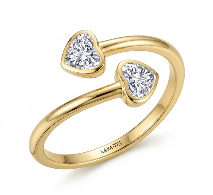 Heart Shape Lab-Grown Diamond Bezel Wrap Ring YG