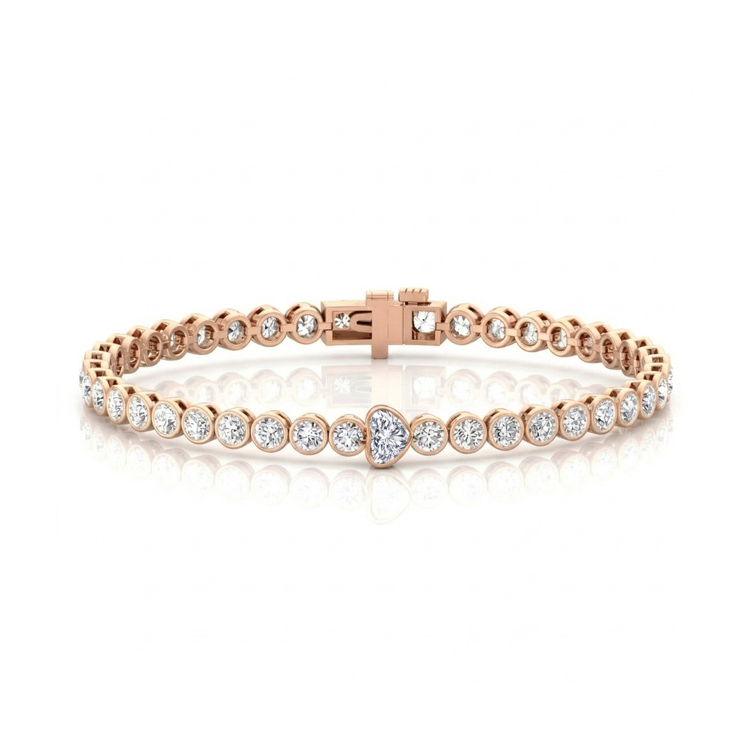 Heart Shape & Round Cut Lab-Grown Diamond Tennis Bracelet  RG