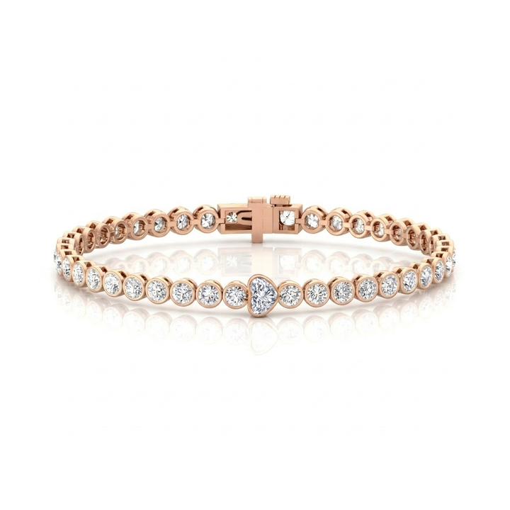 Heart Shape & Round Cut Lab-Grown Diamond Tennis Bracelet  RG
