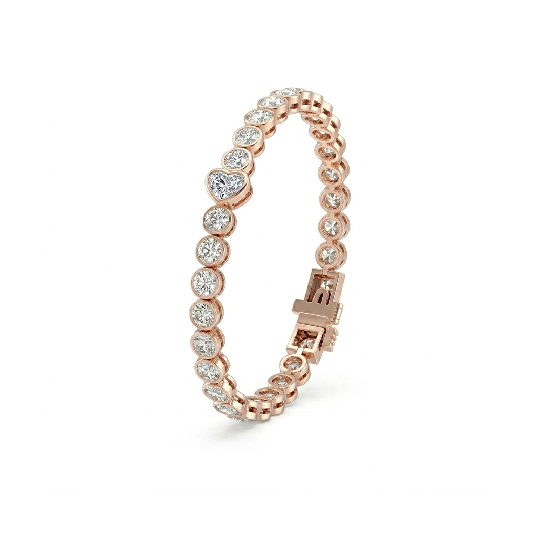 Heart Shape & Round Cut Lab-Grown Diamond Tennis Bracelet  RG 2