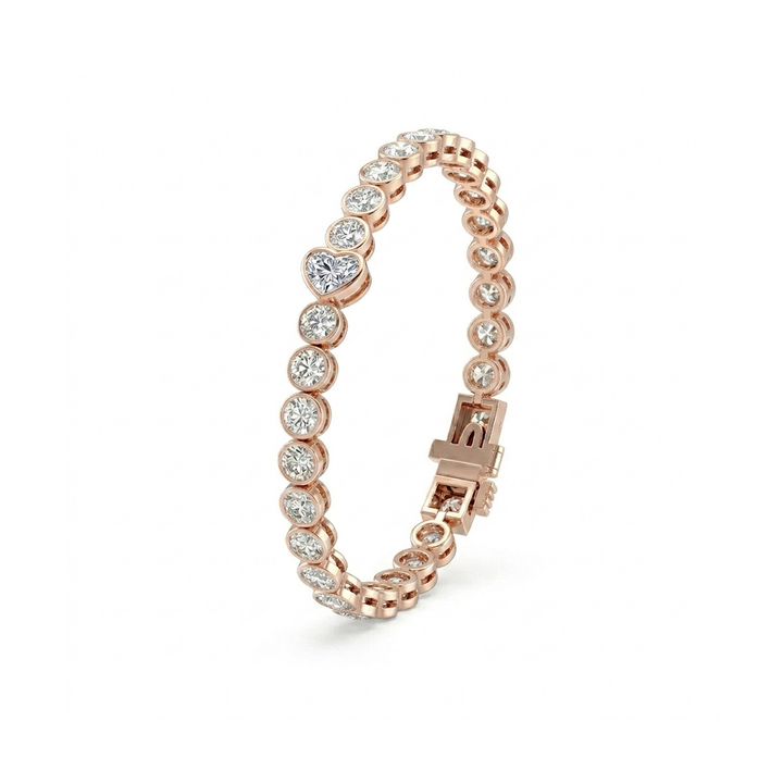 Heart Shape & Round Cut Lab-Grown Diamond Tennis Bracelet  RG 2