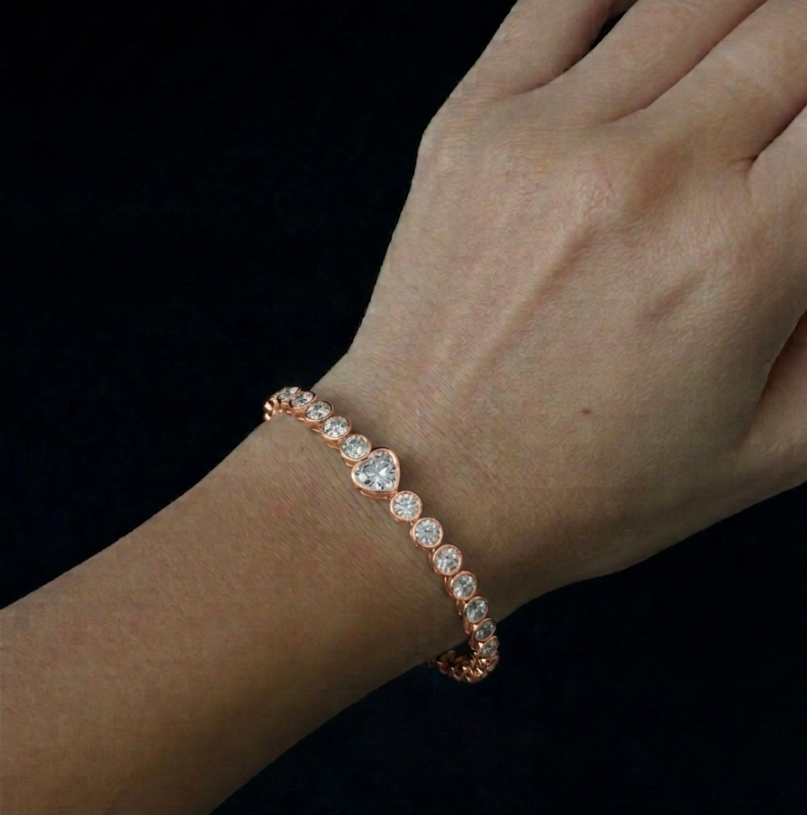 Heart Shape & Round Cut Lab-Grown Diamond Tennis Bracelet lifestyle RG