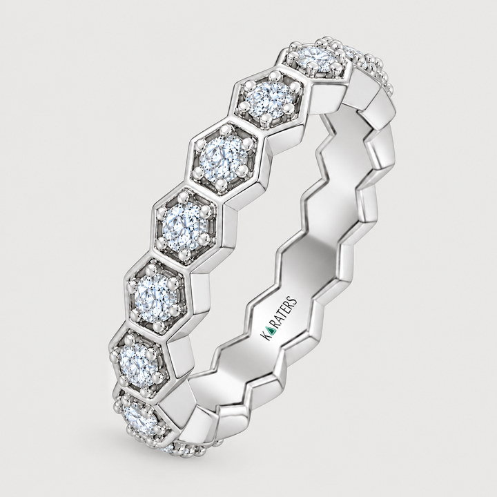 Honeycomb Round Cut Lab Grown Diamond Eternity Band