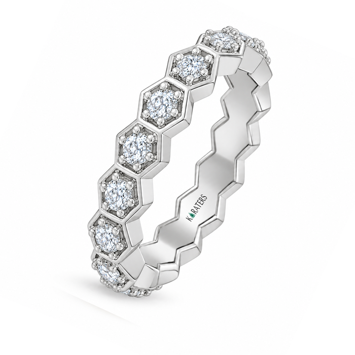 Honeycomb Round Cut Lab Grown Diamond Eternity Band white 