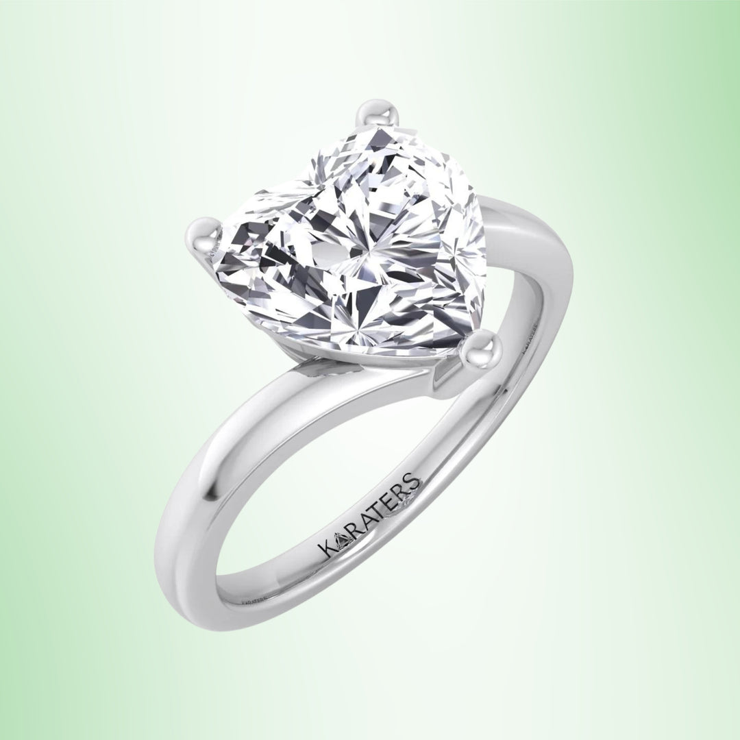 Hydrangea - Heart Solitaire Lab Diamond Engagement Ring