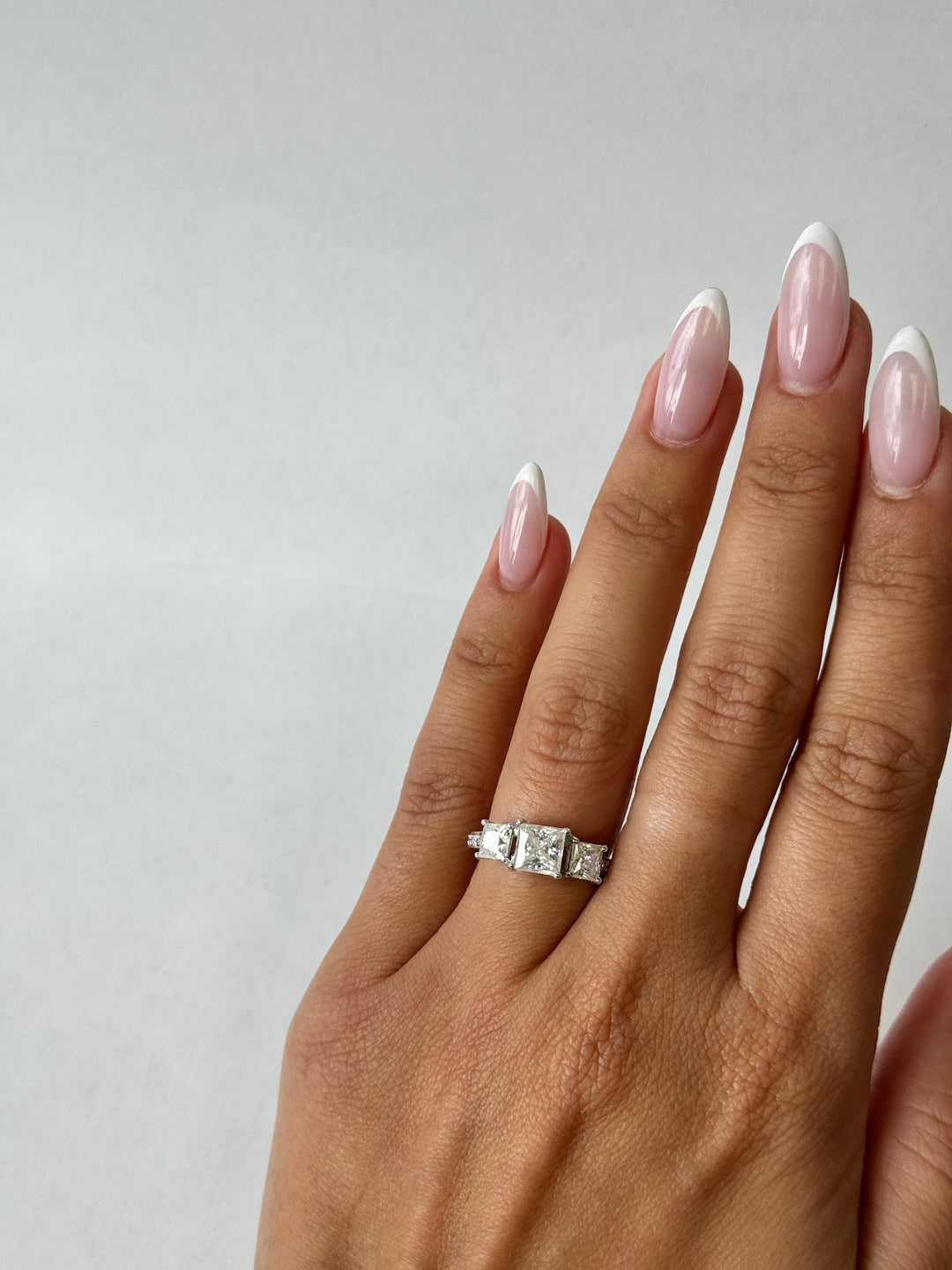 Princess Cut Lab Grown Diamond Engagement Ring With SideStones