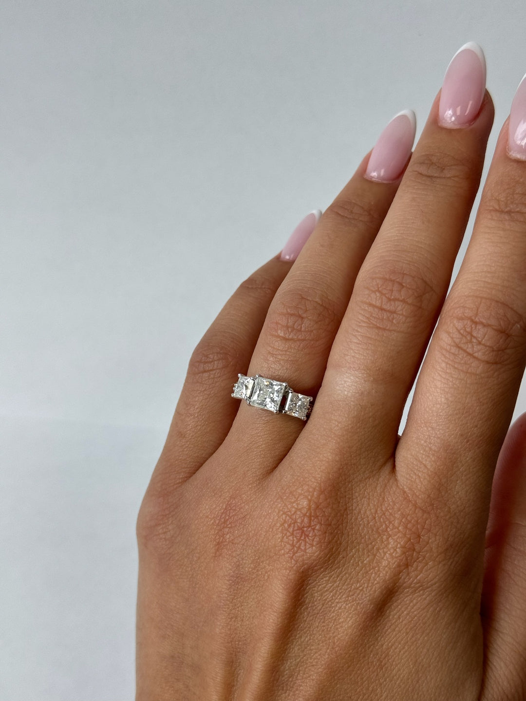 Princess Cut Lab Grown Diamond Engagement Ring With SideStones