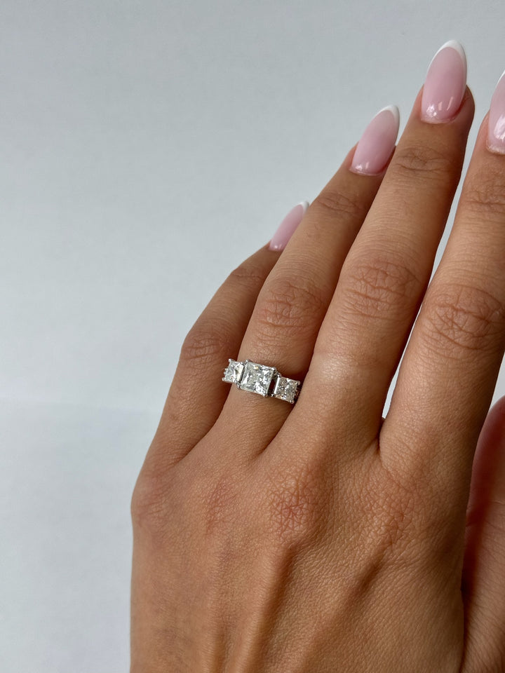 Princess Cut Lab Grown Diamond Engagement Ring With SideStones