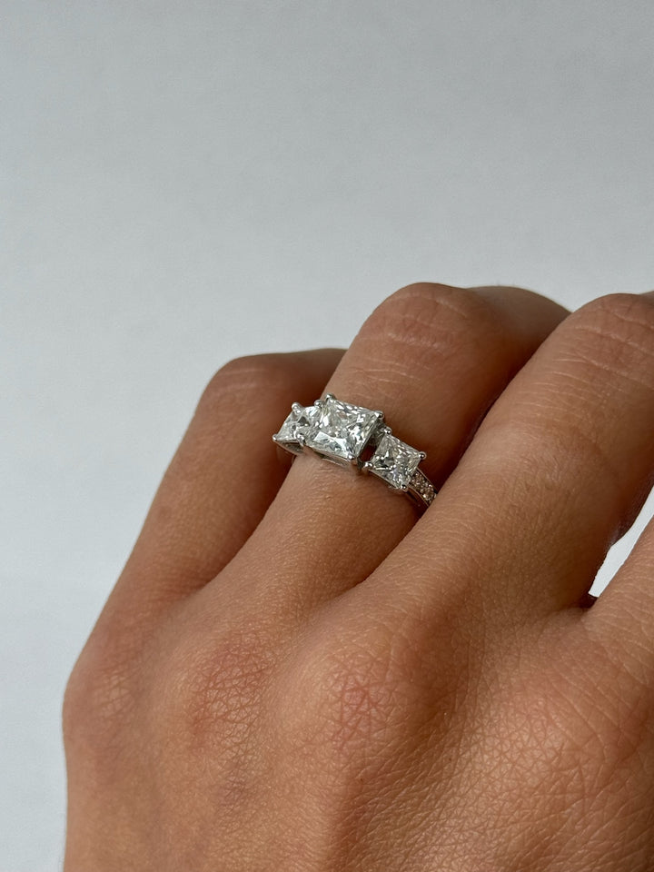 Princess Cut Lab Grown Diamond Engagement Ring With SideStones
