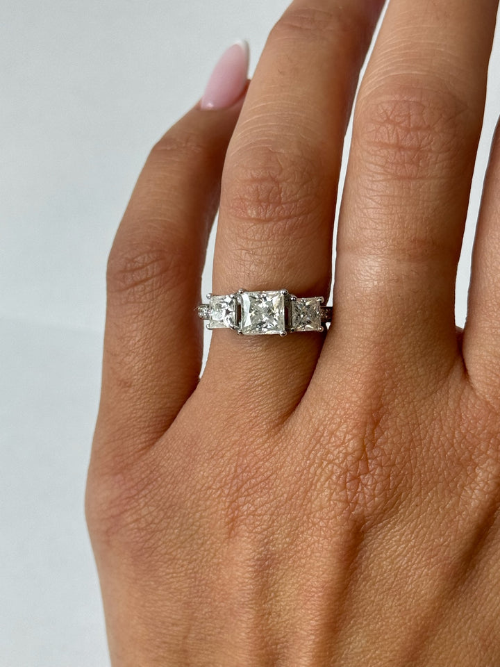 Princess Cut Lab Grown Diamond Engagement Ring With SideStones