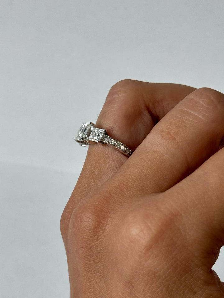Princess Cut Lab Grown Diamond Engagement Ring With SideStones