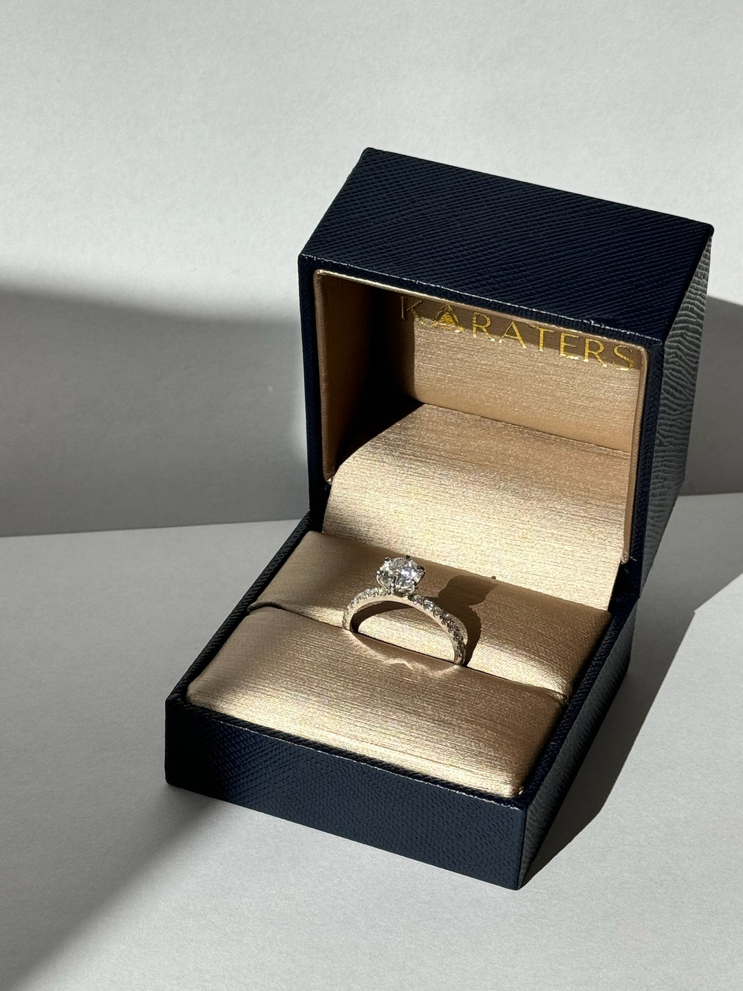 Six Prong Round Cut Lab Grown Diamond Engagement Ring With Pave Band